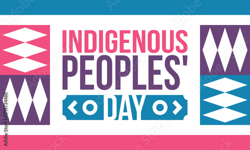 Indigenous Peoples' Day. Native American Day. American Indian culture. Heritage Month. Celebrate annual in United States. Tradition pattern. Poster, card, banner and background. Vector illustration