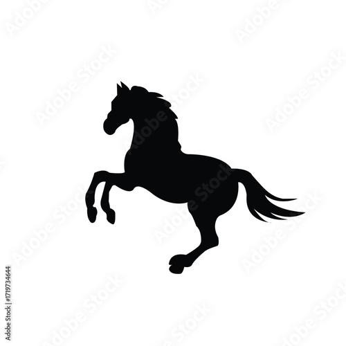 Black horse logo. Silhouette of the black horse against the white background