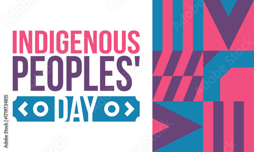 Indigenous Peoples' Day. Native American Day. American Indian culture. Heritage Month. Celebrate annual in United States. Tradition pattern. Poster, card, banner and background. Vector illustration