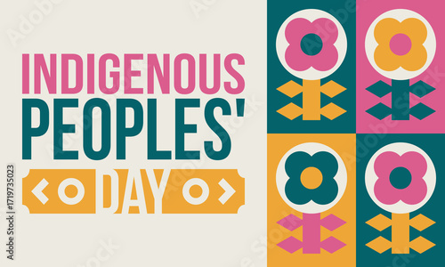 Indigenous Peoples' Day. Native American Day. American Indian culture. Heritage Month. Celebrate annual in United States. Tradition pattern. Poster, card, banner and background. Vector illustration