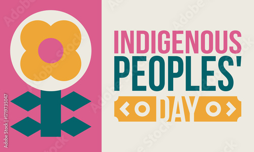Indigenous Peoples' Day. Native American Day. American Indian culture. Heritage Month. Celebrate annual in United States. Tradition pattern. Poster, card, banner and background. Vector illustration