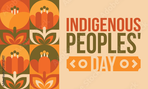 Indigenous Peoples' Day. Native American Day. American Indian culture. Heritage Month. Celebrate annual in United States. Tradition pattern. Poster, card, banner and background. Vector illustration