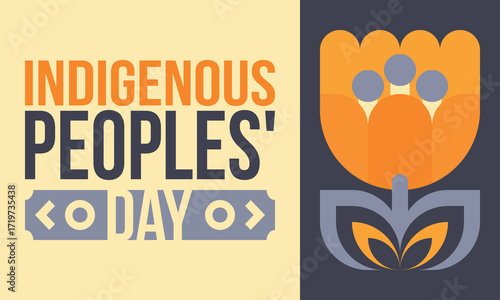 Indigenous Peoples' Day. Native American Day. American Indian culture. Heritage Month. Celebrate annual in United States. Tradition pattern. Poster, card, banner and background. Vector illustration