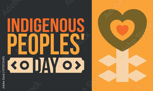 Indigenous Peoples' Day. Native American Day. American Indian culture. Heritage Month. Celebrate annual in United States. Tradition pattern. Poster, card, banner and background. Vector illustration