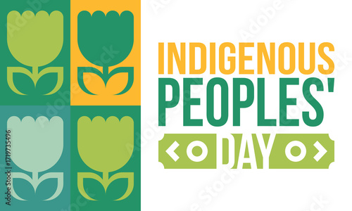 Indigenous Peoples' Day. Native American Day. American Indian culture. Heritage Month. Celebrate annual in United States. Tradition pattern. Poster, card, banner and background. Vector illustration