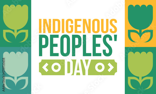 Indigenous Peoples' Day. Native American Day. American Indian culture. Heritage Month. Celebrate annual in United States. Tradition pattern. Poster, card, banner and background. Vector illustration