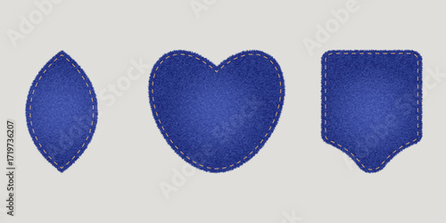 Collection of jeans patches petal, heart, pocket