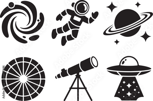 Astronaut and cosmos icons for educational design