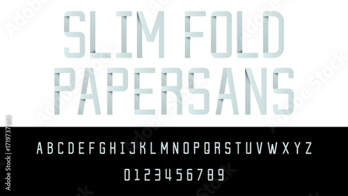 Slim Fold Papersans Font Vector Alphabet Design