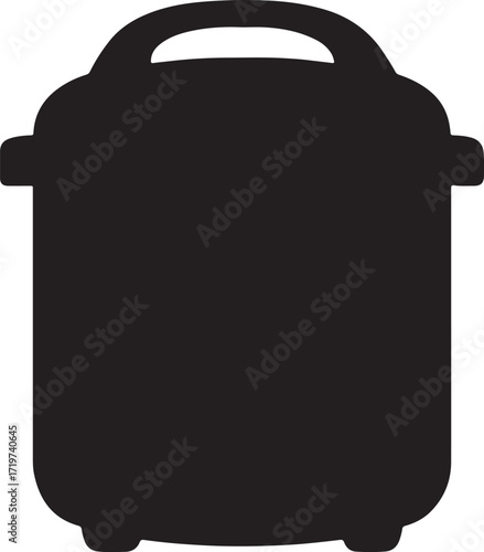 Silhouette of a modern electric pressure cooker appliance with handles on a white background