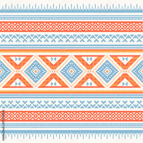 Tribal Ethnic Seamless Pattern with Geometric Motifs