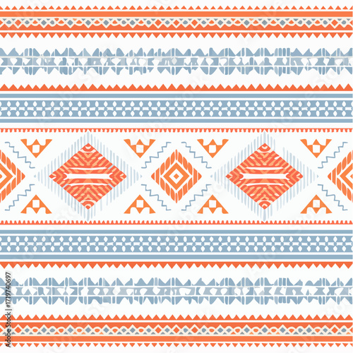 Tribal Ethnic Seamless Pattern with Geometric Motifs