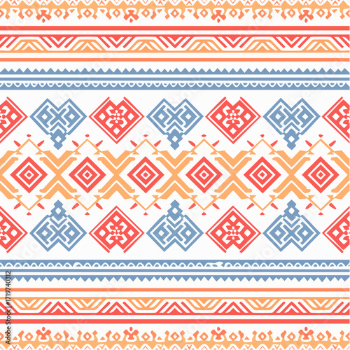 Ethnic Seamless Pattern with Tribal Geometric Motifs