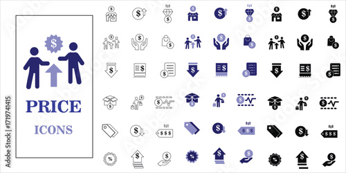 price icons set. price, product, value, package, discount and more. simple complette vector