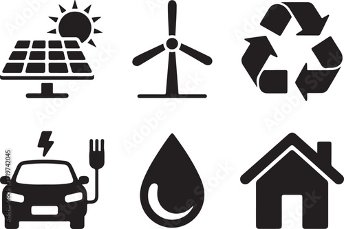 Sustainable living icons for eco-friendly design