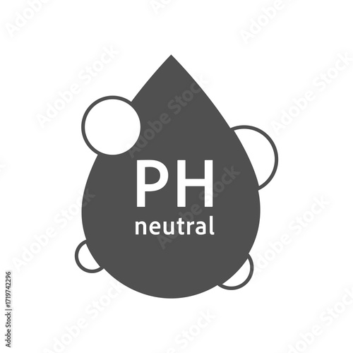 Ph icon, line simple set. Neutral balance skin, thin line web symbol. Drop with PH symbol. certified, tested products for skin, hair and food. Healthcare cosmetic natural 