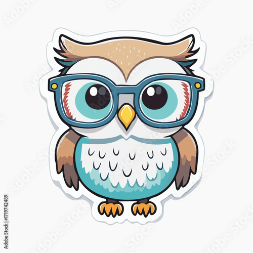 Wise Owl with Glasses Sticker