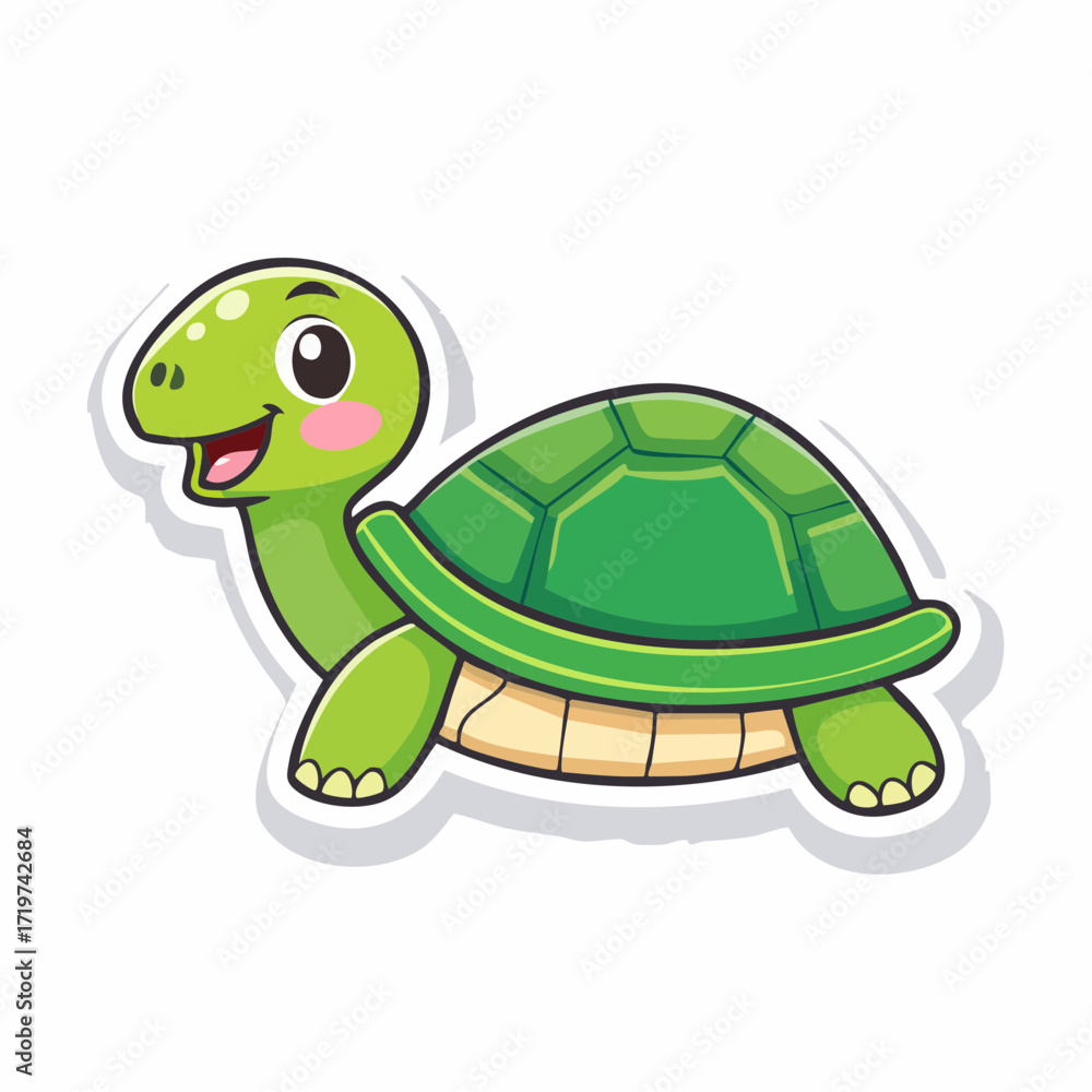 Obraz premium Happy Green Turtle Illustration