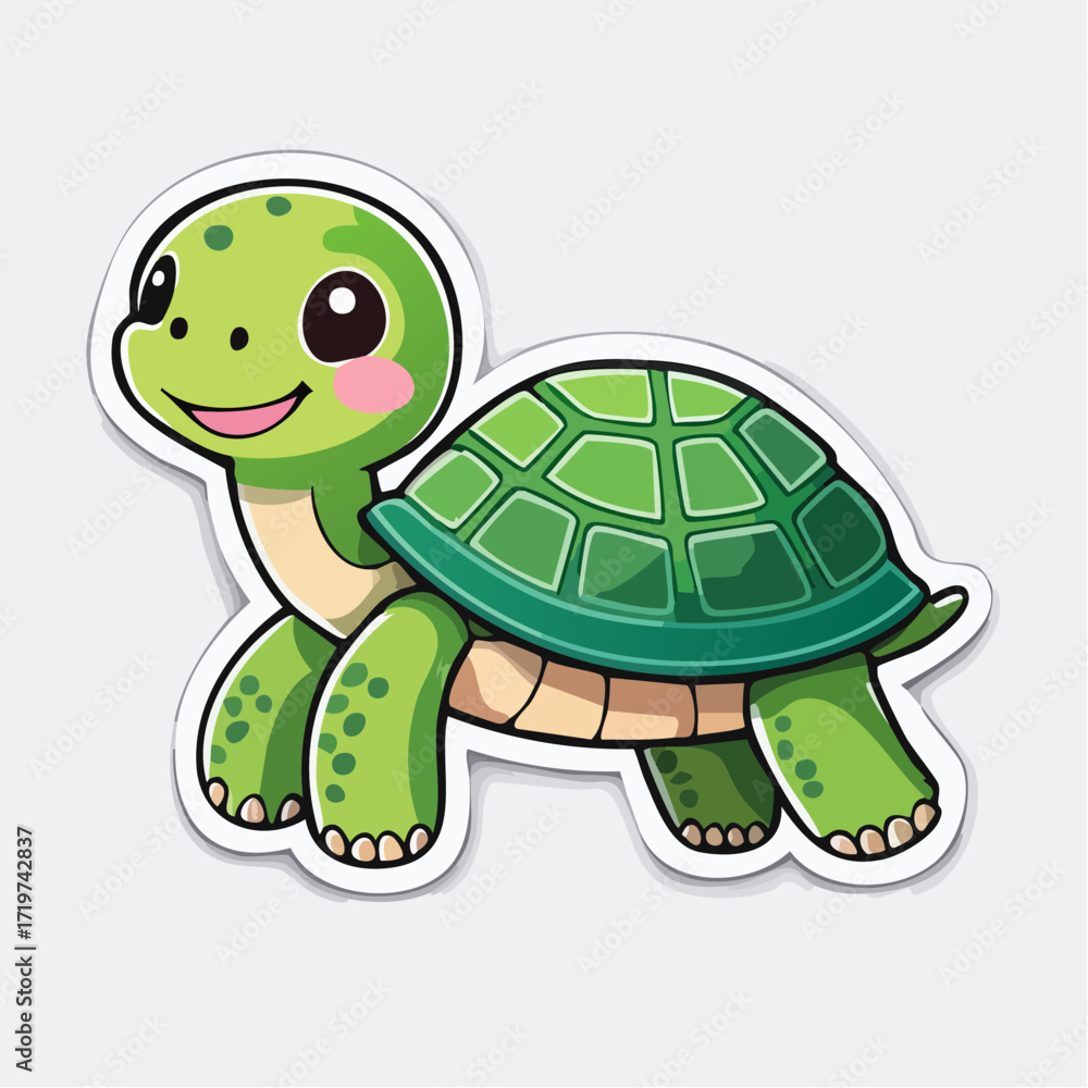 Fototapeta premium Cheerful Cartoon Turtle Illustration