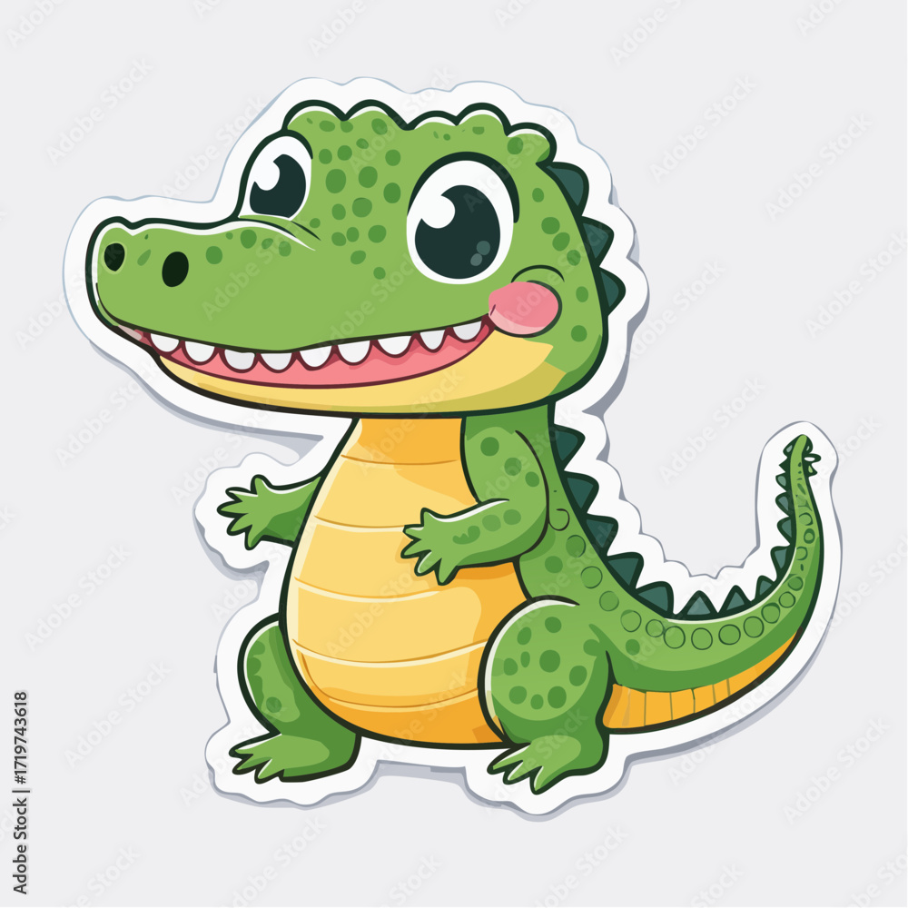 Fototapeta premium Cheerful Cartoon Crocodile Illustration