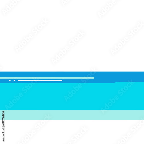 A minimalist illustration of a calm blue ocean with a white horizon line, evoking a sense of peace and tranquility.