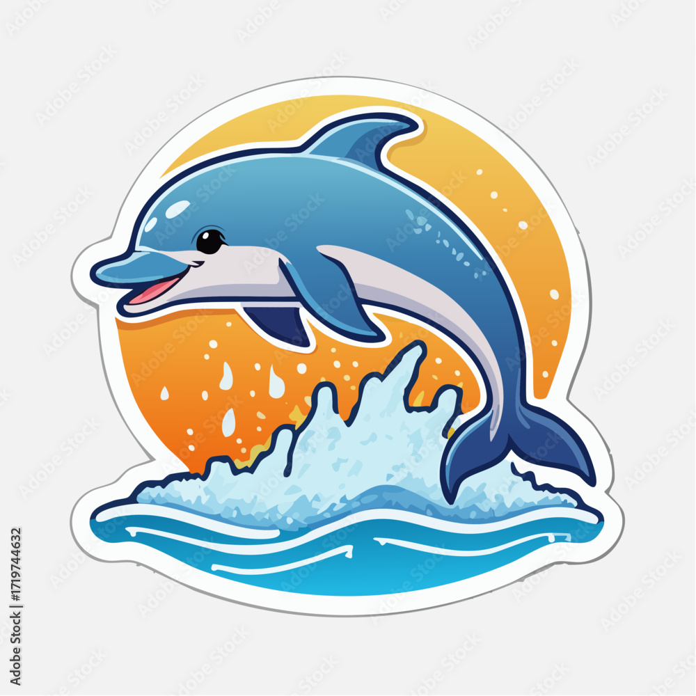 Naklejka premium Joyful Dolphin Leaping from the Waves