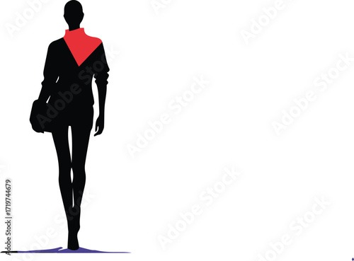 Elegant fashion silhouette of woman with red accent, perfect for modern design projects or stylish presentations needing a clean, sophisticated look