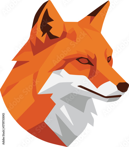 Captivating geometric fox head illustration with a modern and stylized design perfect for branding, logos, and creative projects