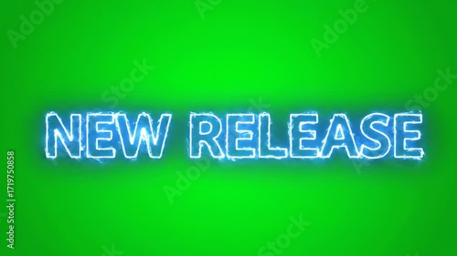 Dynamic New Release Animation on Green Screen with Electric Blue Outline Effect, Ideal for Product Launch and Promotion Showcase 3D Render