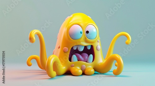 Funny yellow monster with many tentacles.