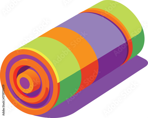 Rolled up colorful striped mat with purple icon isolated on white transparent background vector eps png jpg business people clipping path cutout 2025 2026 4k full hd poster banner label download