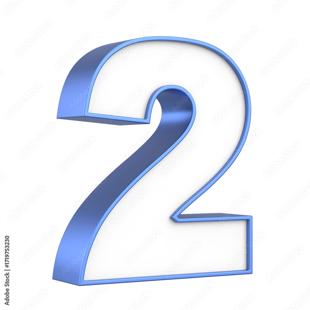 Fototapeta premium 3D Illustration of the Number Two.