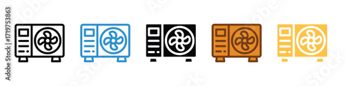 AC outside unit icon vector. Cool HVAC options, air conditioning symbol. vector illustration.