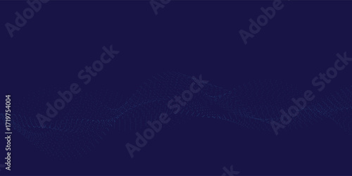 Vector abstract blue background with dynamic blue waves, lines and particles.