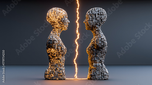 Two Abstract Sculptures Representing Connection and Conflict