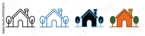 House with tree icon vector. residential building, real estate, property, construction, or family living concepts with a simple, modern, and appealing design symbol. vector illustration.