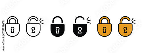 Locked and unlock padlock icon vector. safety, security, and privacy symbol. vector illustration.