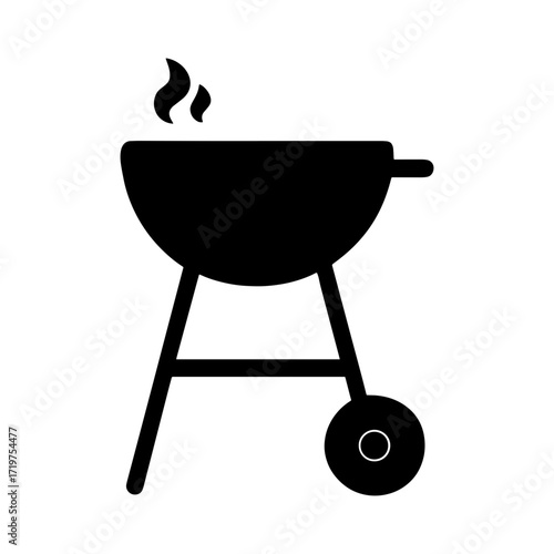 A minimalist solid black silhouette of a portable grill