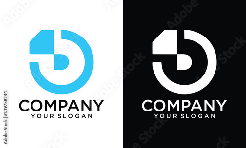 Creative D letter logo design template elements. Modern abstract digital alphabet letter logo. Vector illustration.