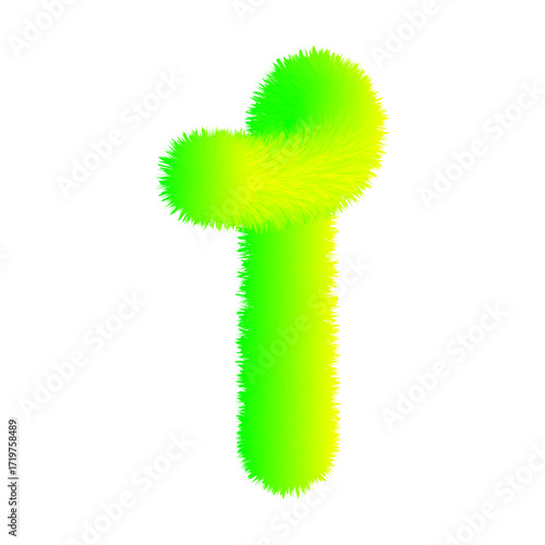 Fluffy fur style green number 1 vector icon with soft texture and bold character design