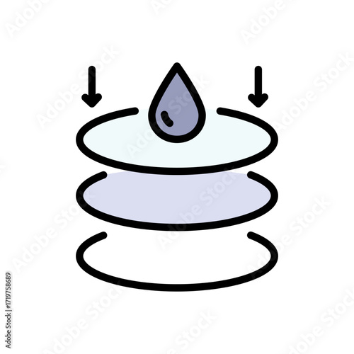 Absorption color icon. Absorb soft layers and drops. Sanitary care vector symbol. Moisture absorbing. Protect skin concept.