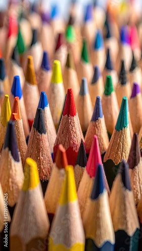 Colorful Pencils Close Up, Vibrant Art Supplies