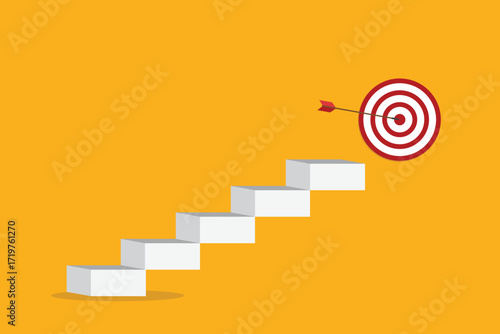 Business challenge failure and success concept. Red arrow hits the center.	