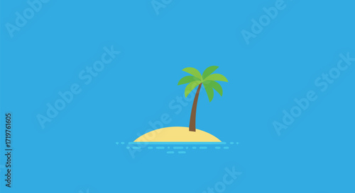Dreaming of a stunning tropical getaway with this simple island escape featuring a lone palm tree and blue ocean waves for your next travel campaign