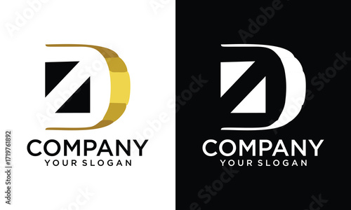 Creative D letter logo design template elements. Modern abstract digital alphabet letter logo. Vector illustration.