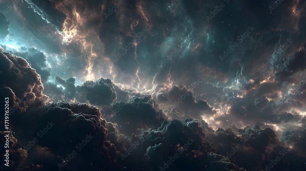 Obraz premium Cosmic Nebula: Celestial Clouds and Stellar Dust