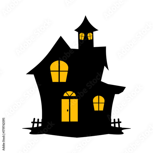 Simple Haunted House Halloween Silhouettes