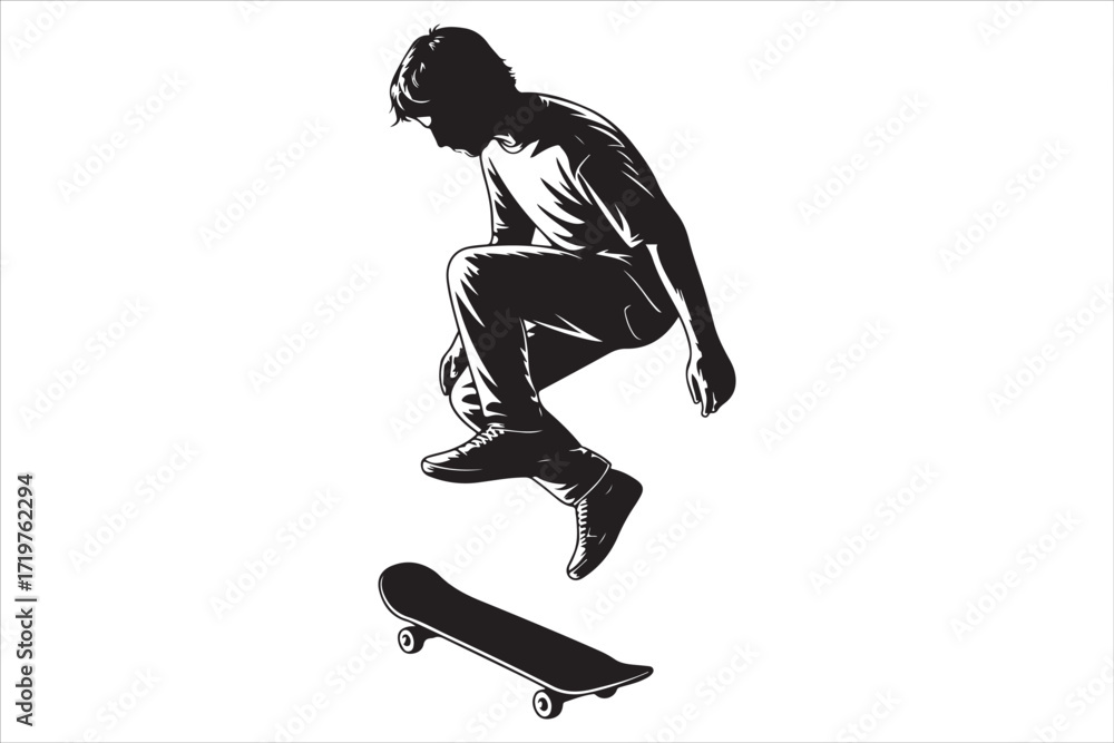 Fototapeta premium Skateboard on Urban Street – Extreme Sport and Youth Lifestyle Background