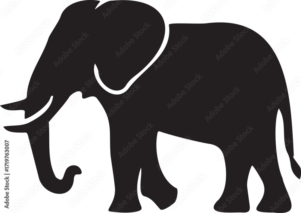 Obraz premium silhouette of elephant, transparent bg, vector isolated