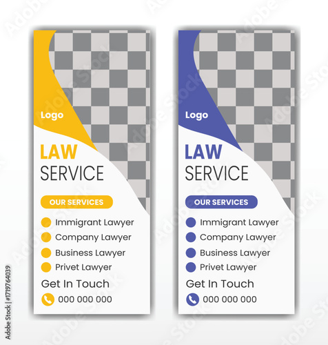   Law firm business standee roll up banner template design

